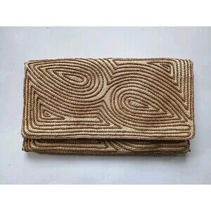 Saldarini 1882 Clutch Bag Gold Beaded Snap Closure  Party Wedding Y2K Style